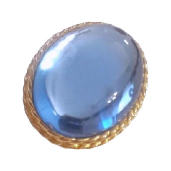 Vintage PARK LANE Colossal Gold Blue Lucite Stone Dress Scarf Clip - Picture 2 of 5